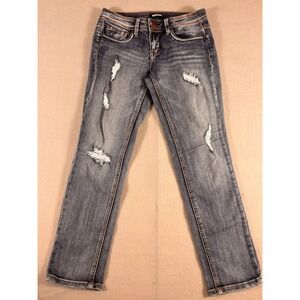 Dollhouse Distressed Skinny Jeans Blue Faded Low Rise Denim Pants Womens Size 7